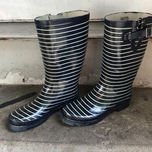 Striped rain boots